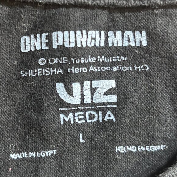 One Punch Man Saitama Stance Adult Black Graphic Print Tee T-Shirt SZ Large - Picture 2 of 3